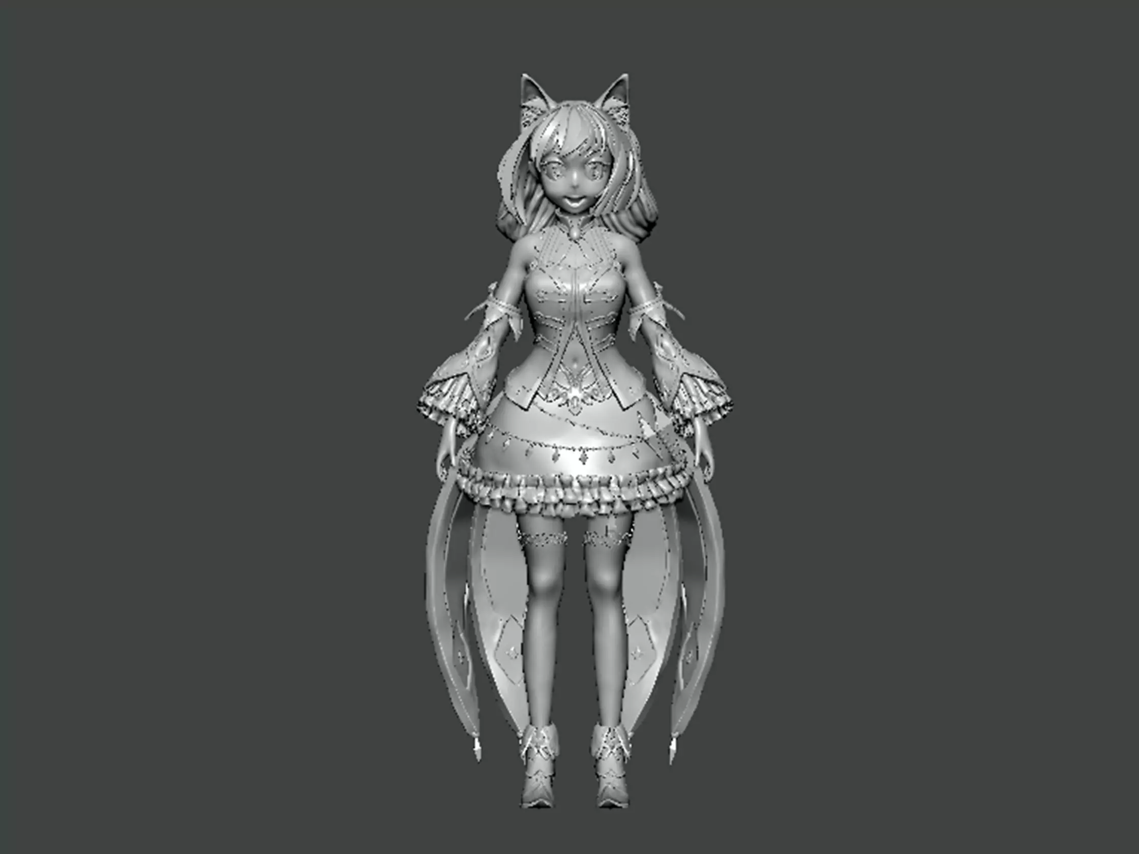 3D Model-CHARACTER0019 girl in dress with wings 3D print model