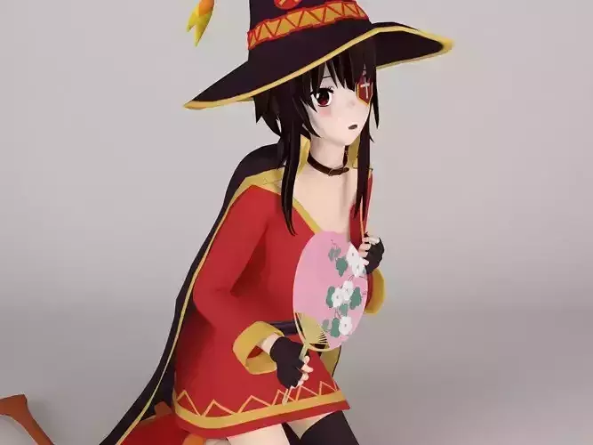 Megumin anime girl pose 05 3D model