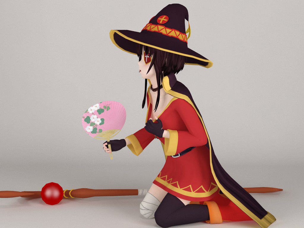 Megumin anime girl pose 05 3D model_9