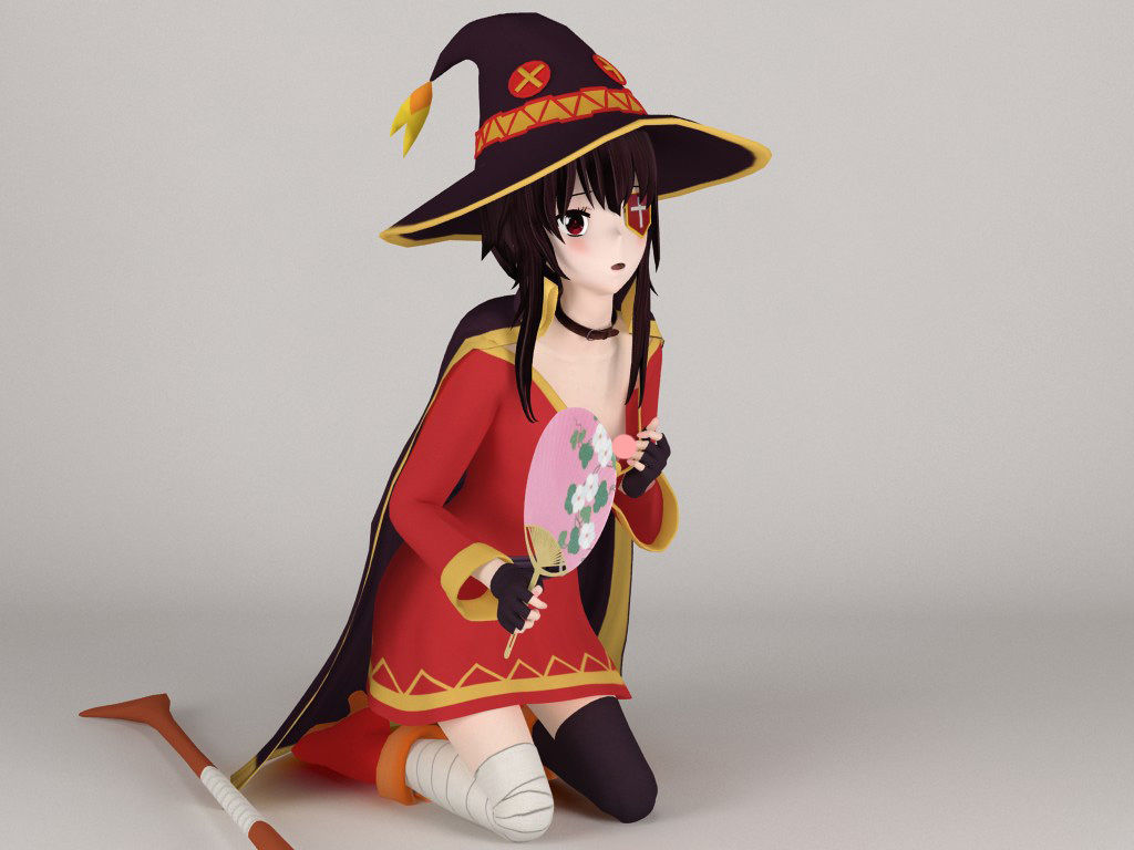 Megumin anime girl pose 05 3D model_3