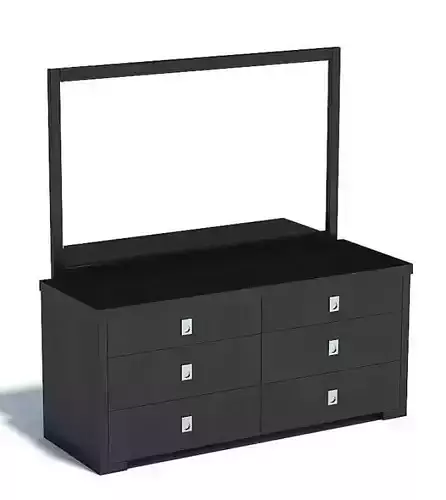 Black Modern Dresser With A Mirror
