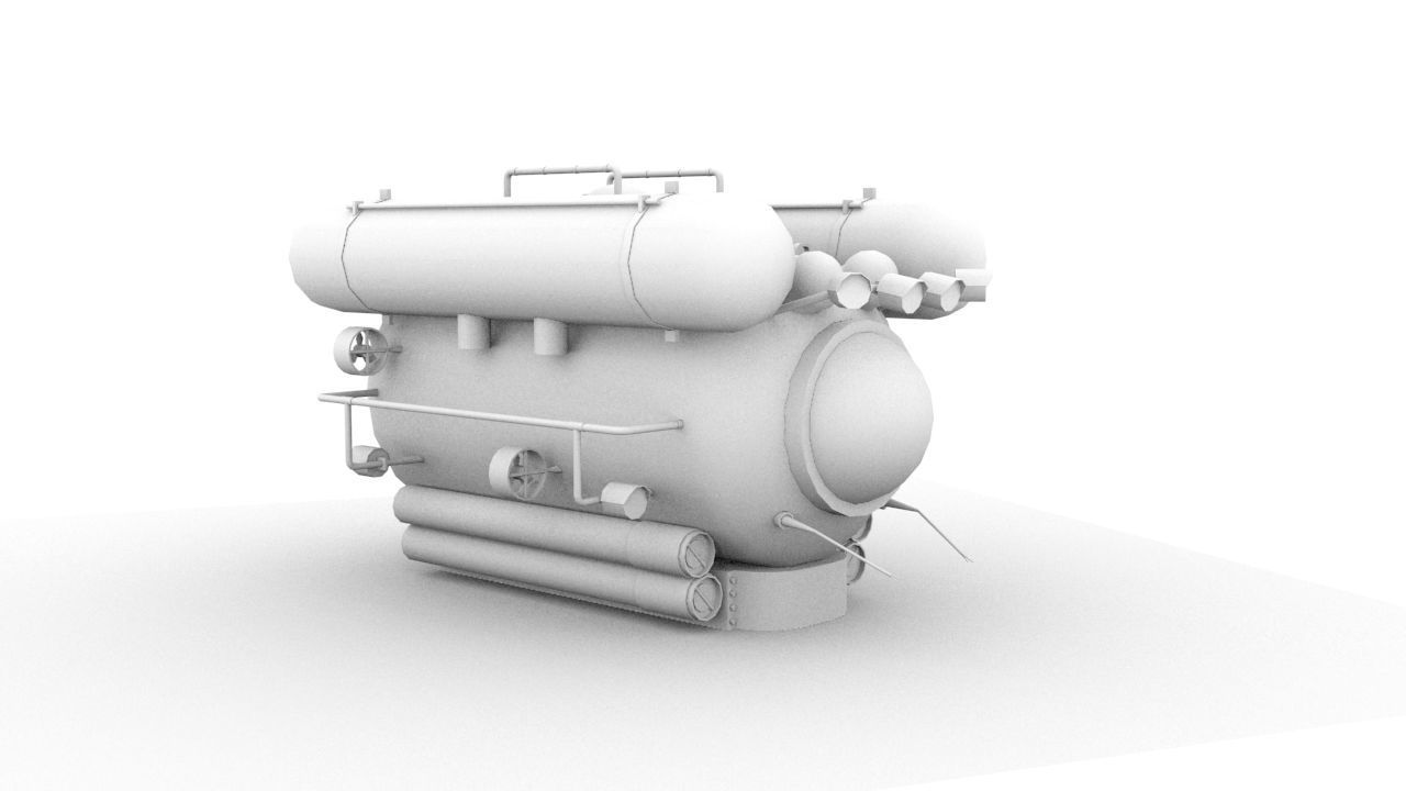 bathyscaphe air compressor Low-poly 3D model_5