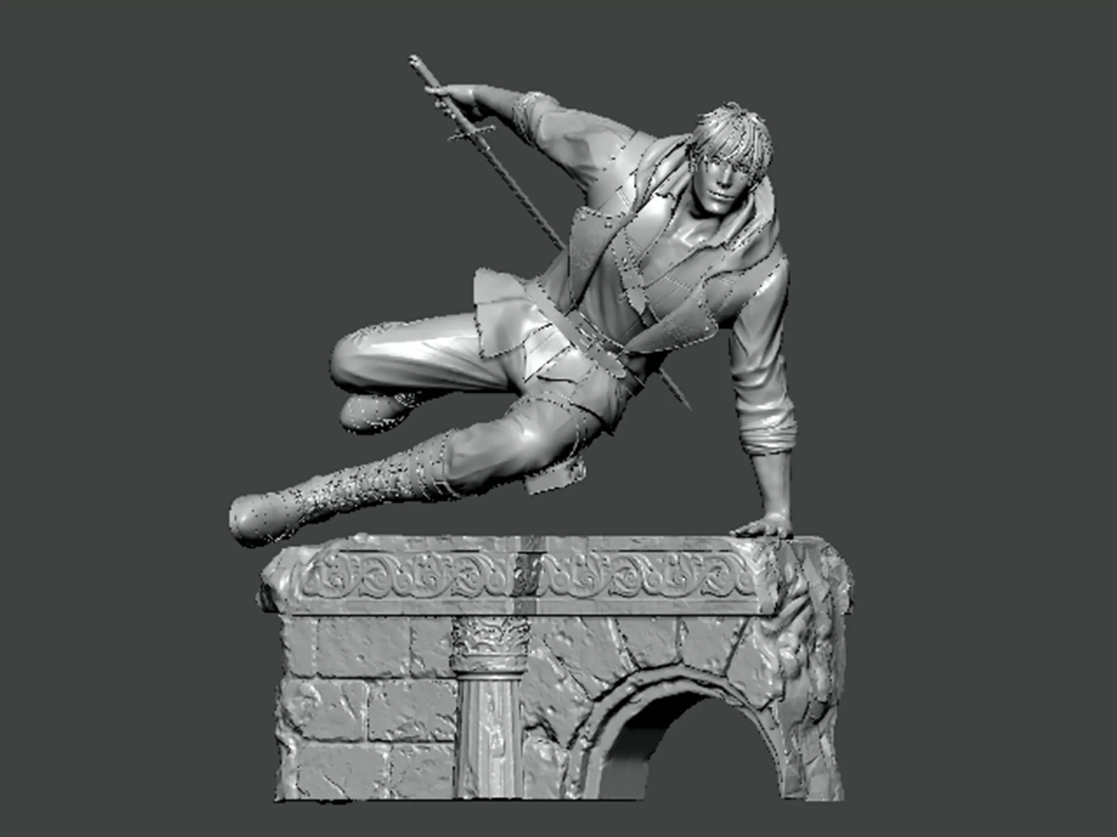 3D Model-CHARACTER0041 statue of sword wielding man 3D print model