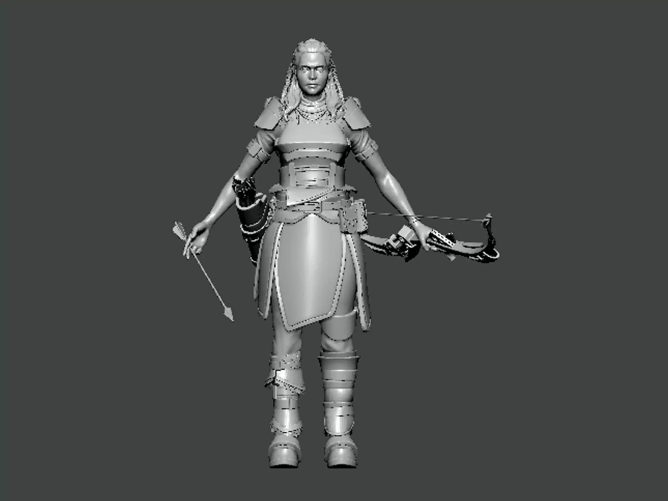 3D Model-CHARACTER0042 woman holding bow and arrow 3D print model