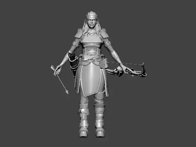 3D Model-CHARACTER0042 woman holding bow and arrow