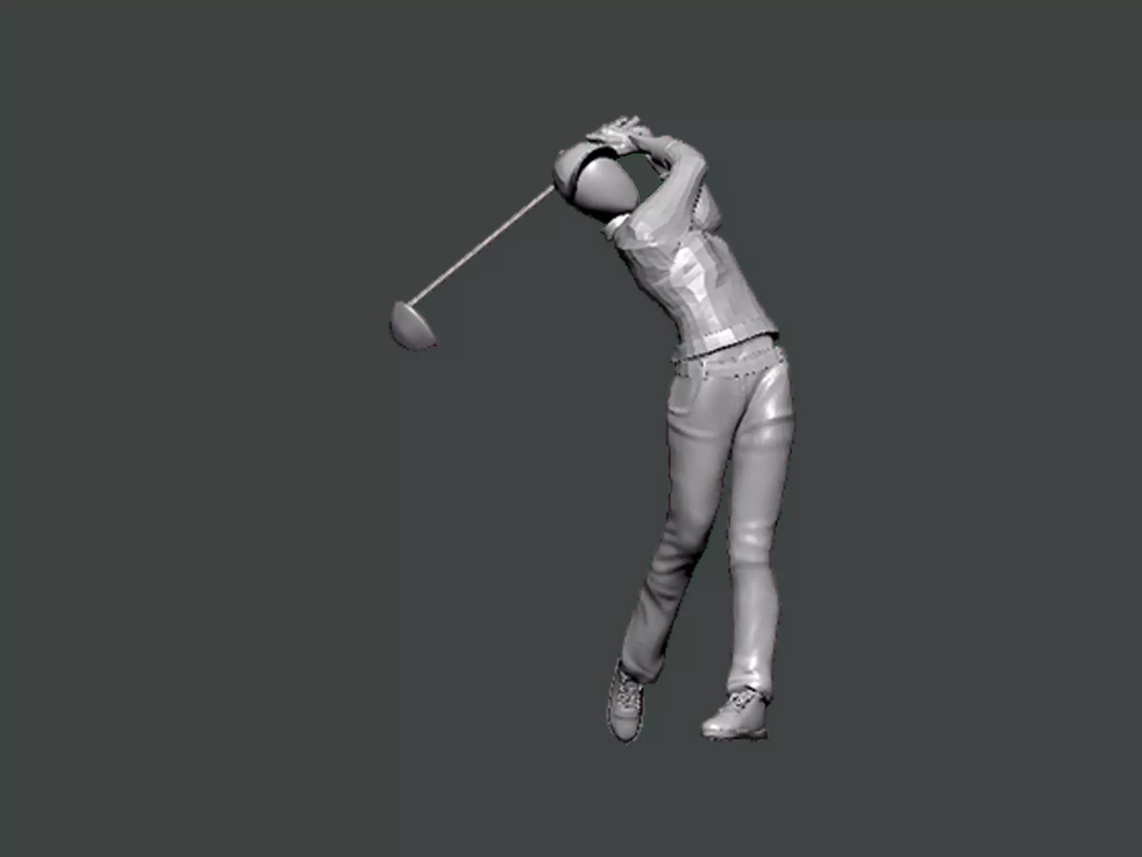 3D Model-CHARACTER0053 golfer swinging club 3D print model_0