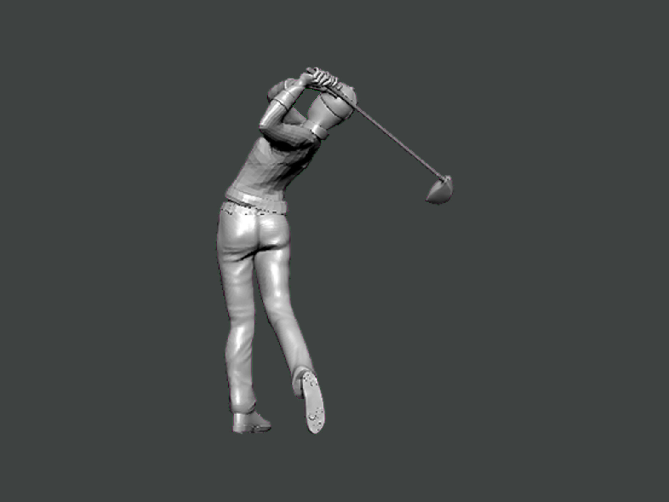 3D Model-CHARACTER0053 golfer swinging club 3D print model_3