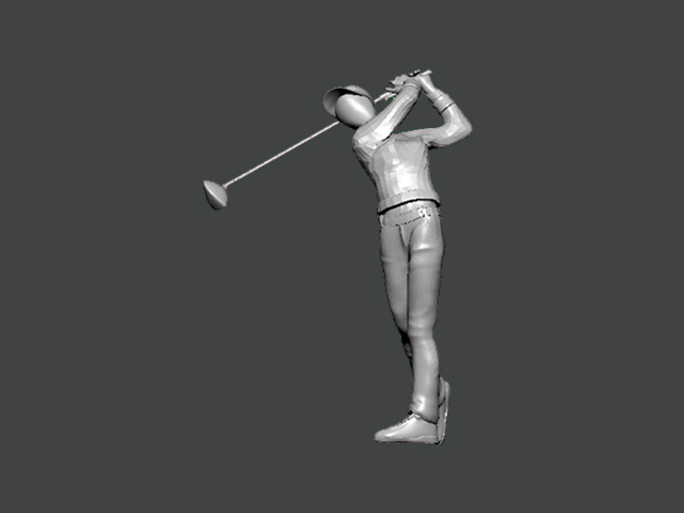 3D Model-CHARACTER0053 golfer swinging club 3D print model_1