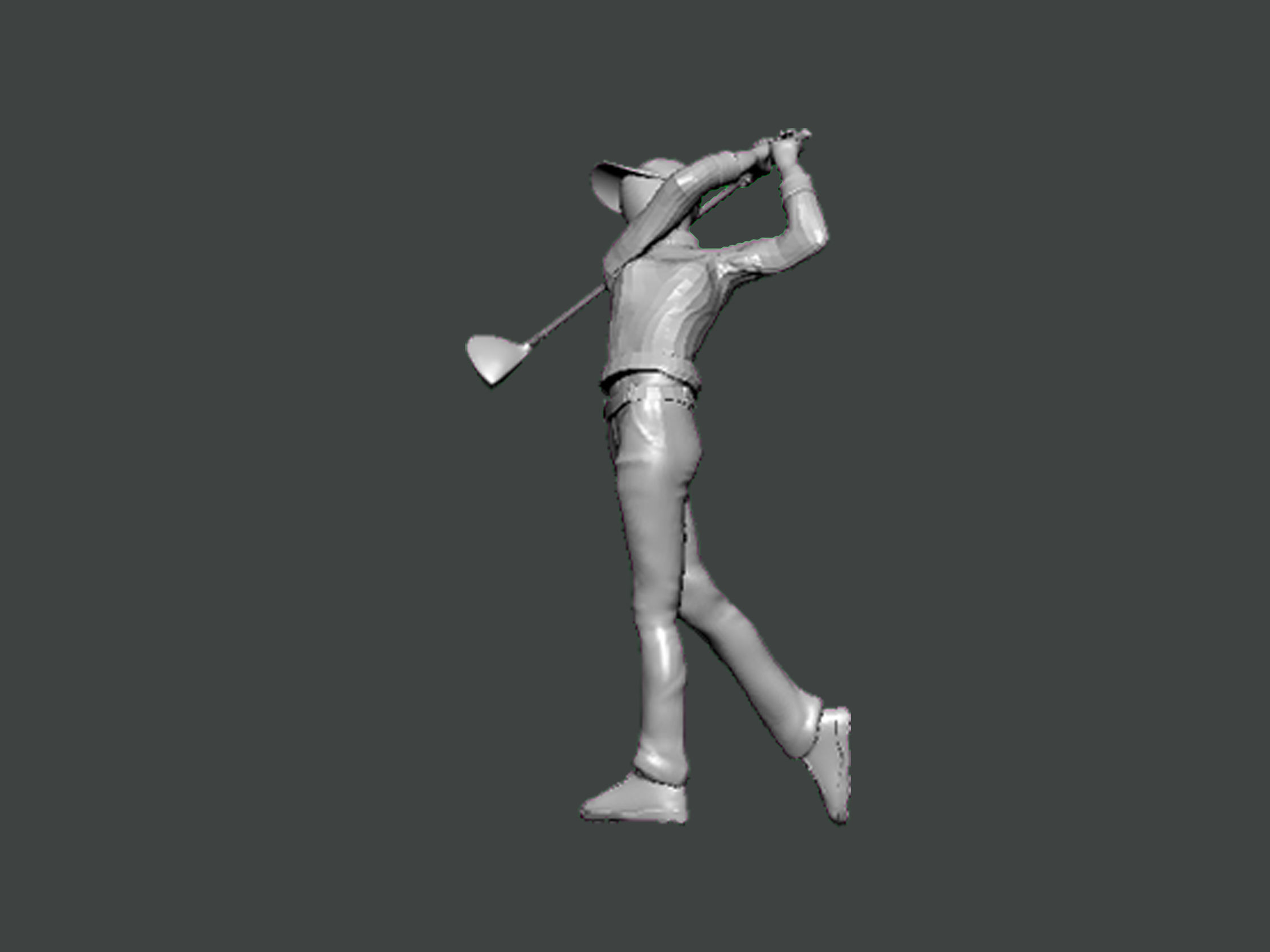 3D Model-CHARACTER0053 golfer swinging club 3D print model_2