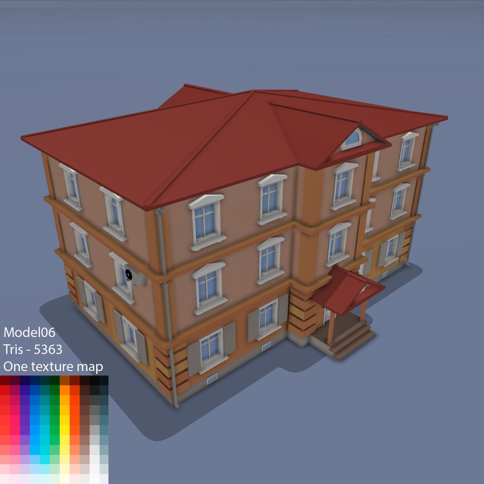 City buildings Low-poly 3D model_9
