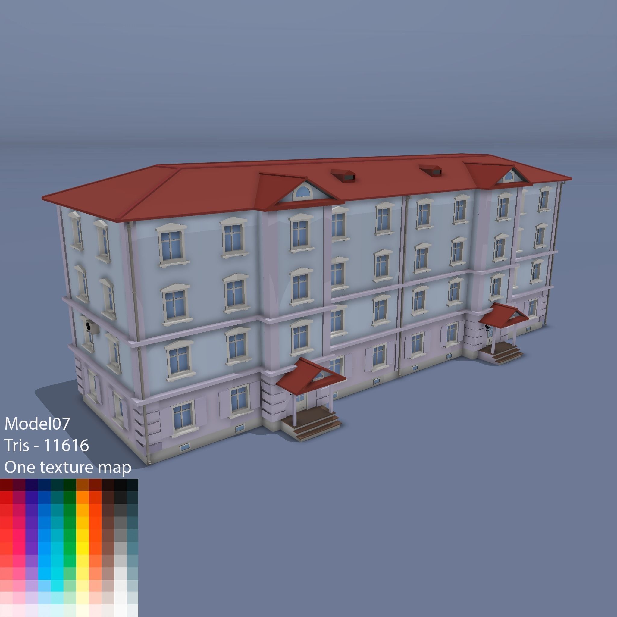 City buildings Low-poly 3D model_10
