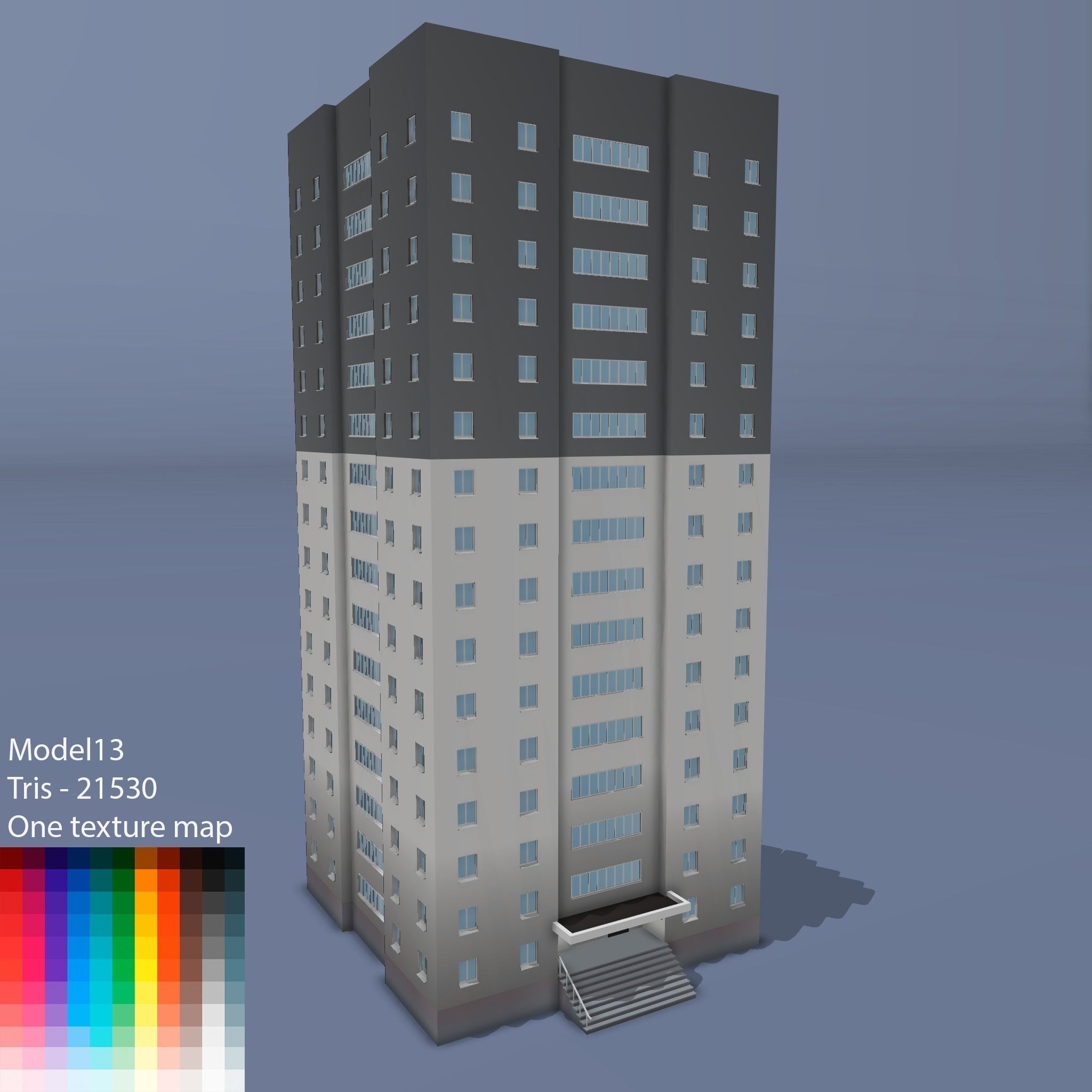 City buildings Low-poly 3D model_16