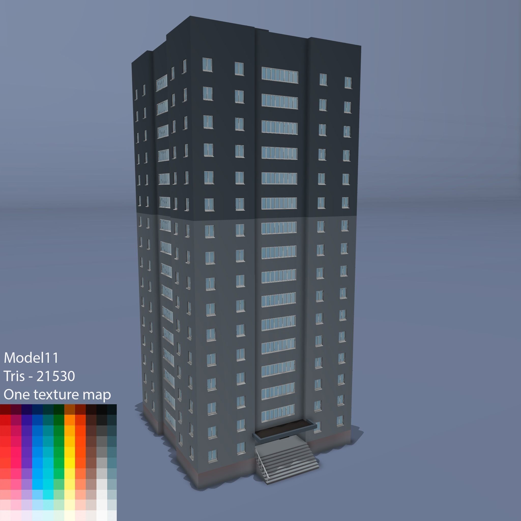 City buildings Low-poly 3D model_14