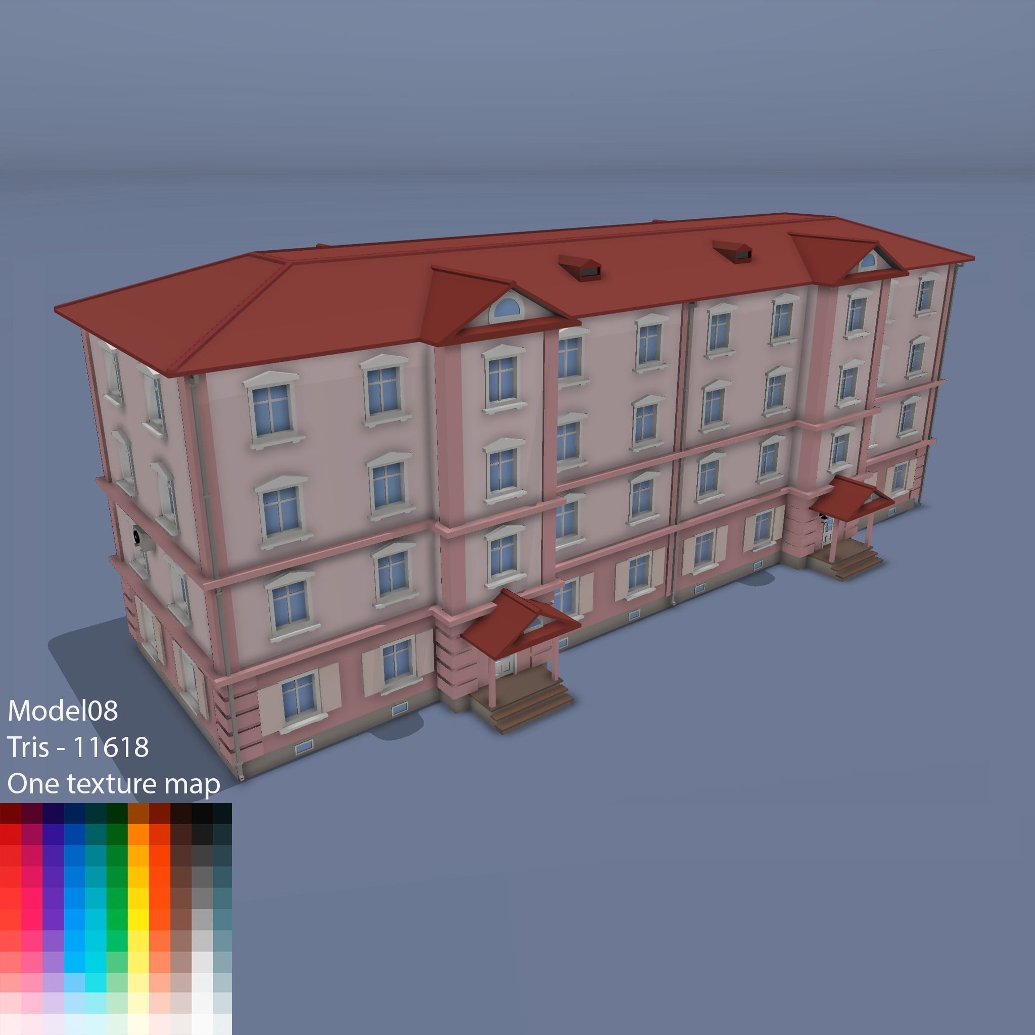 City buildings Low-poly 3D model_11