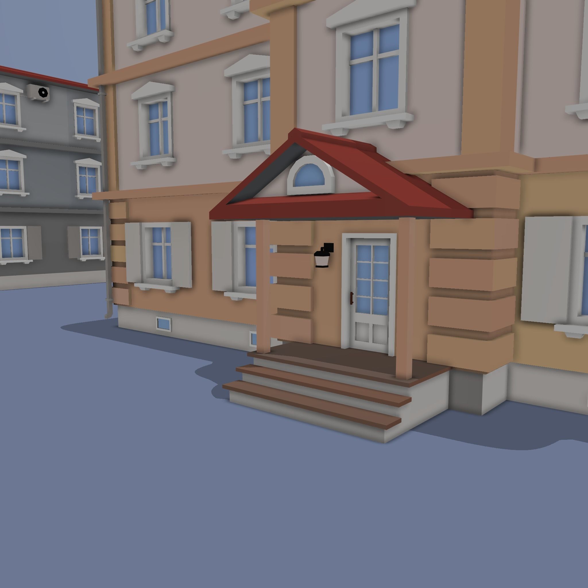 City buildings Low-poly 3D model_1