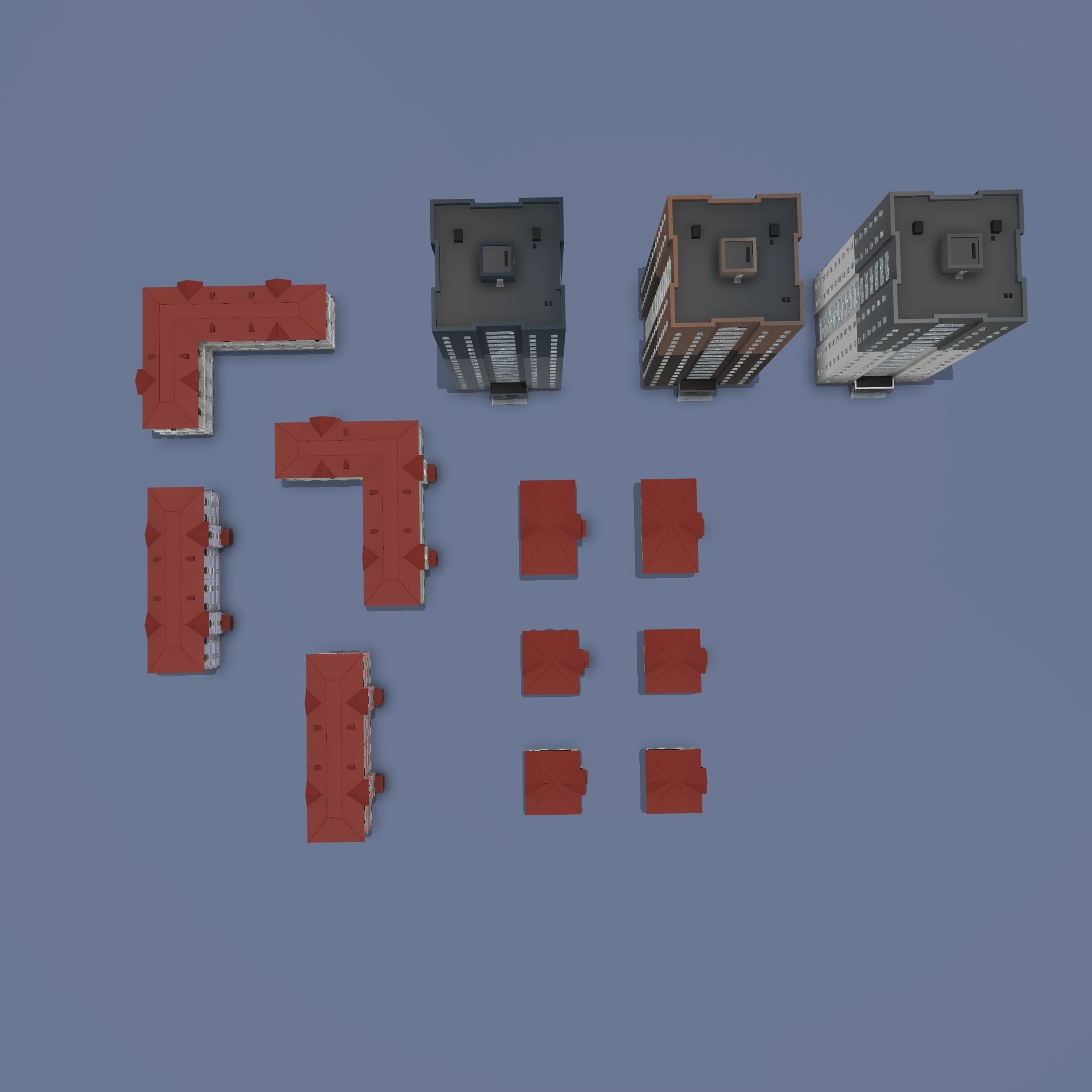 City buildings Low-poly 3D model_3