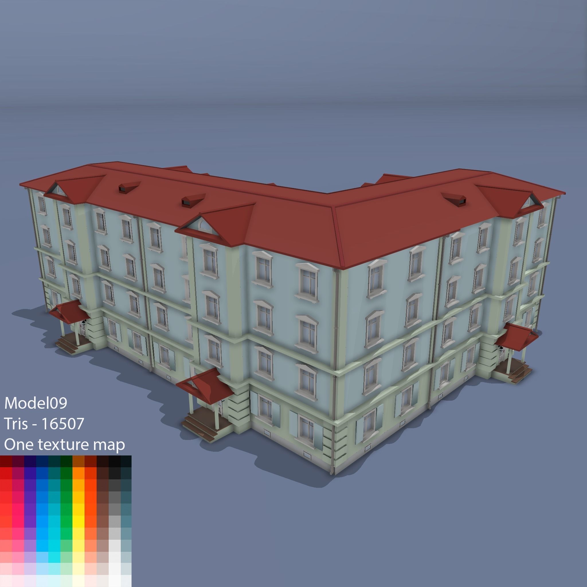 City buildings Low-poly 3D model_12