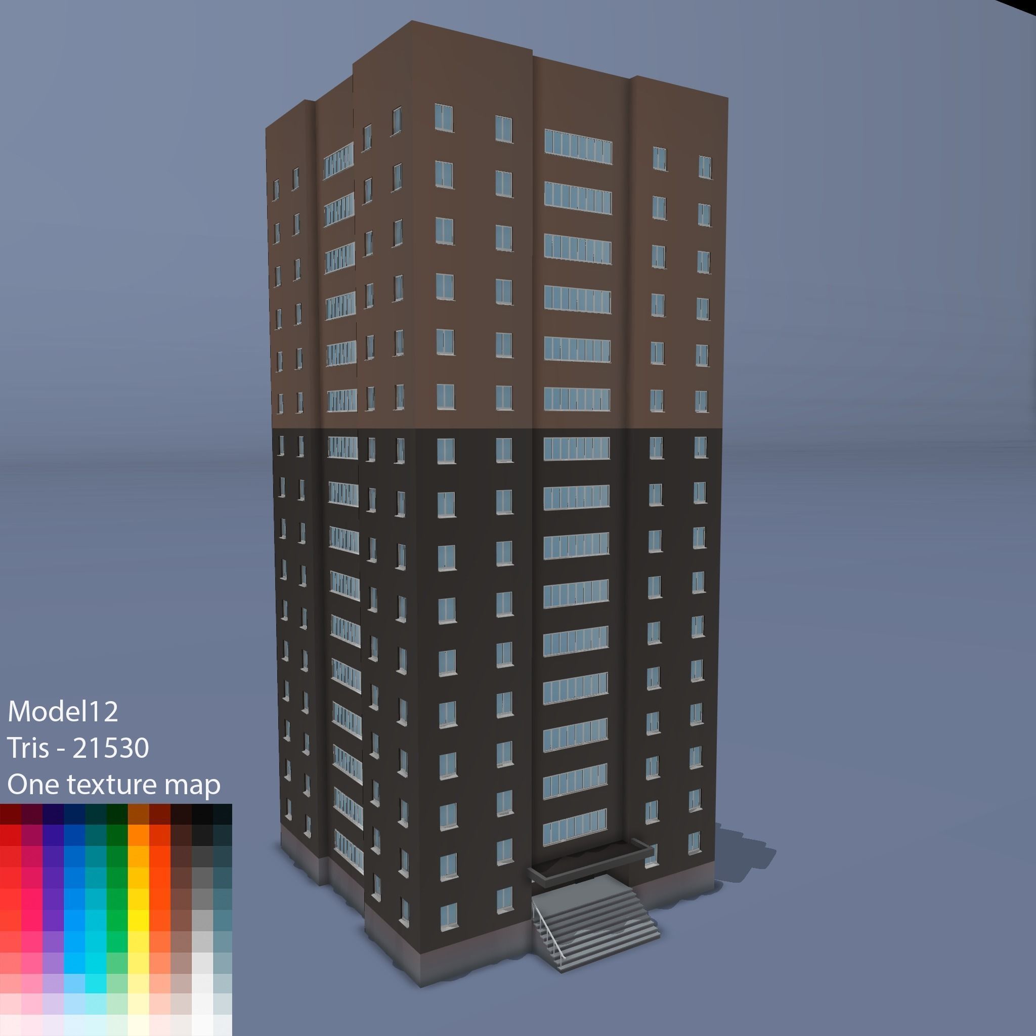 City buildings Low-poly 3D model_15