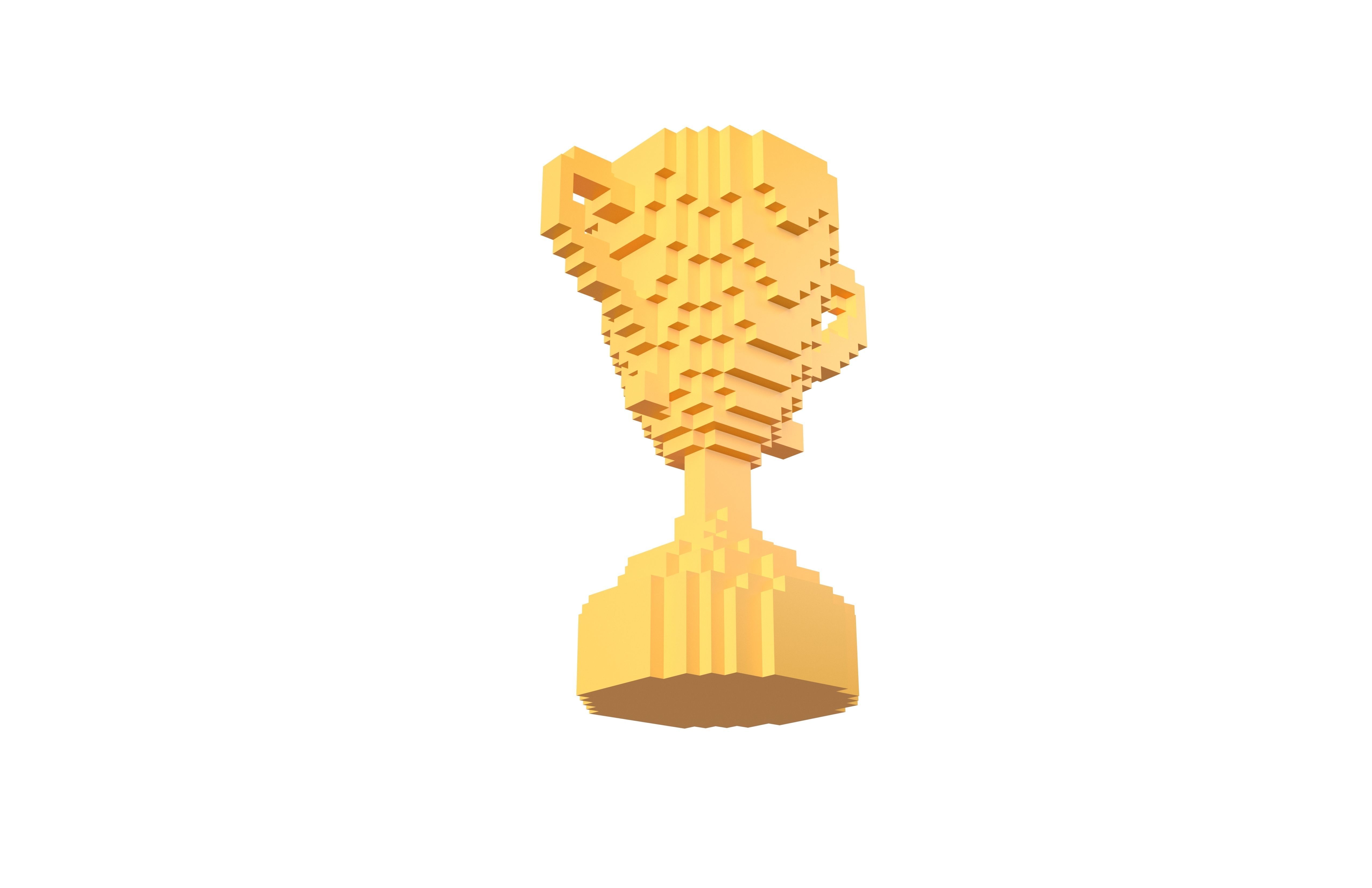Voxel Trophy v1 002 Low-poly 3D model_3