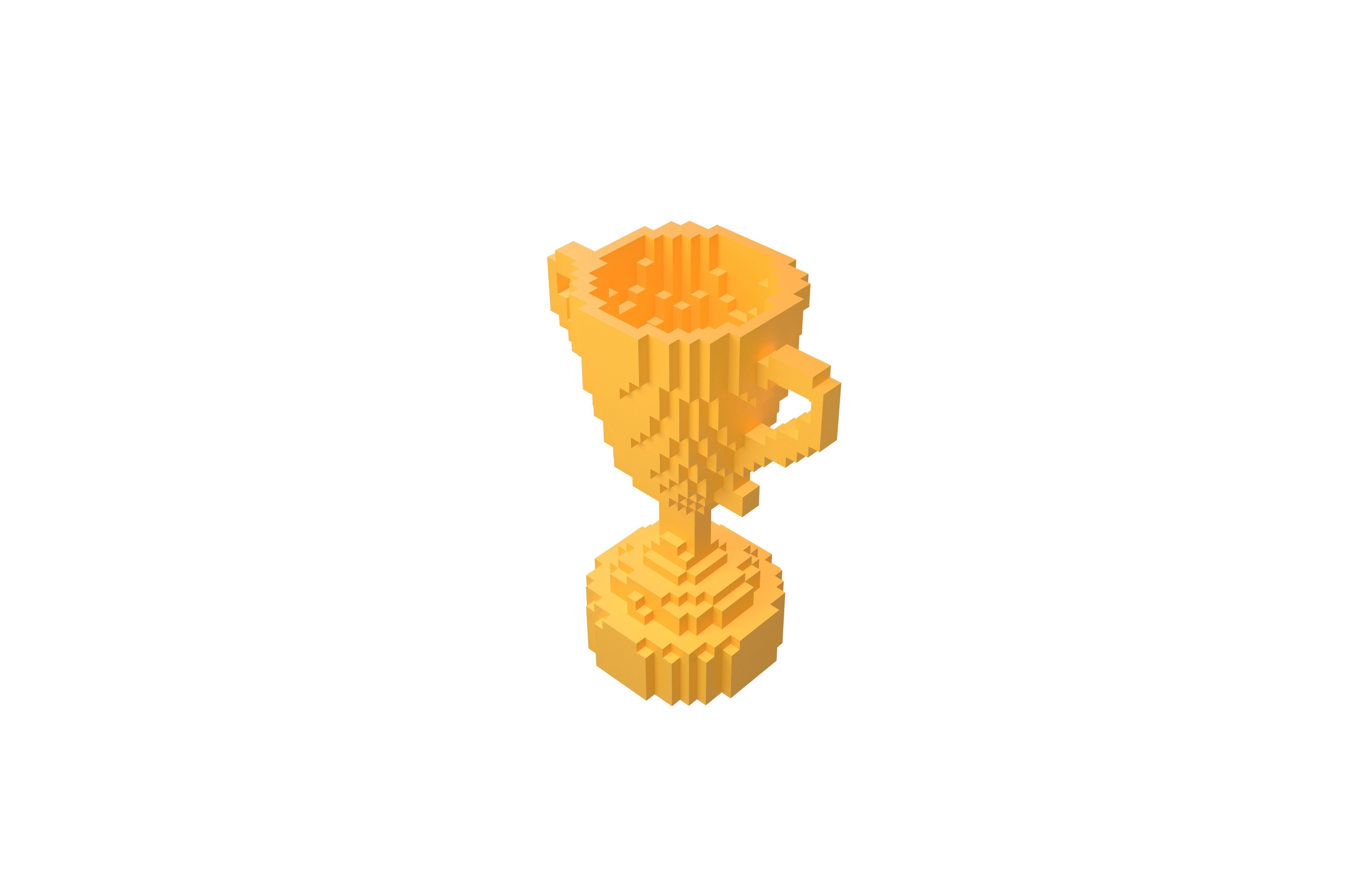 Voxel Trophy v1 002 Low-poly 3D model_2