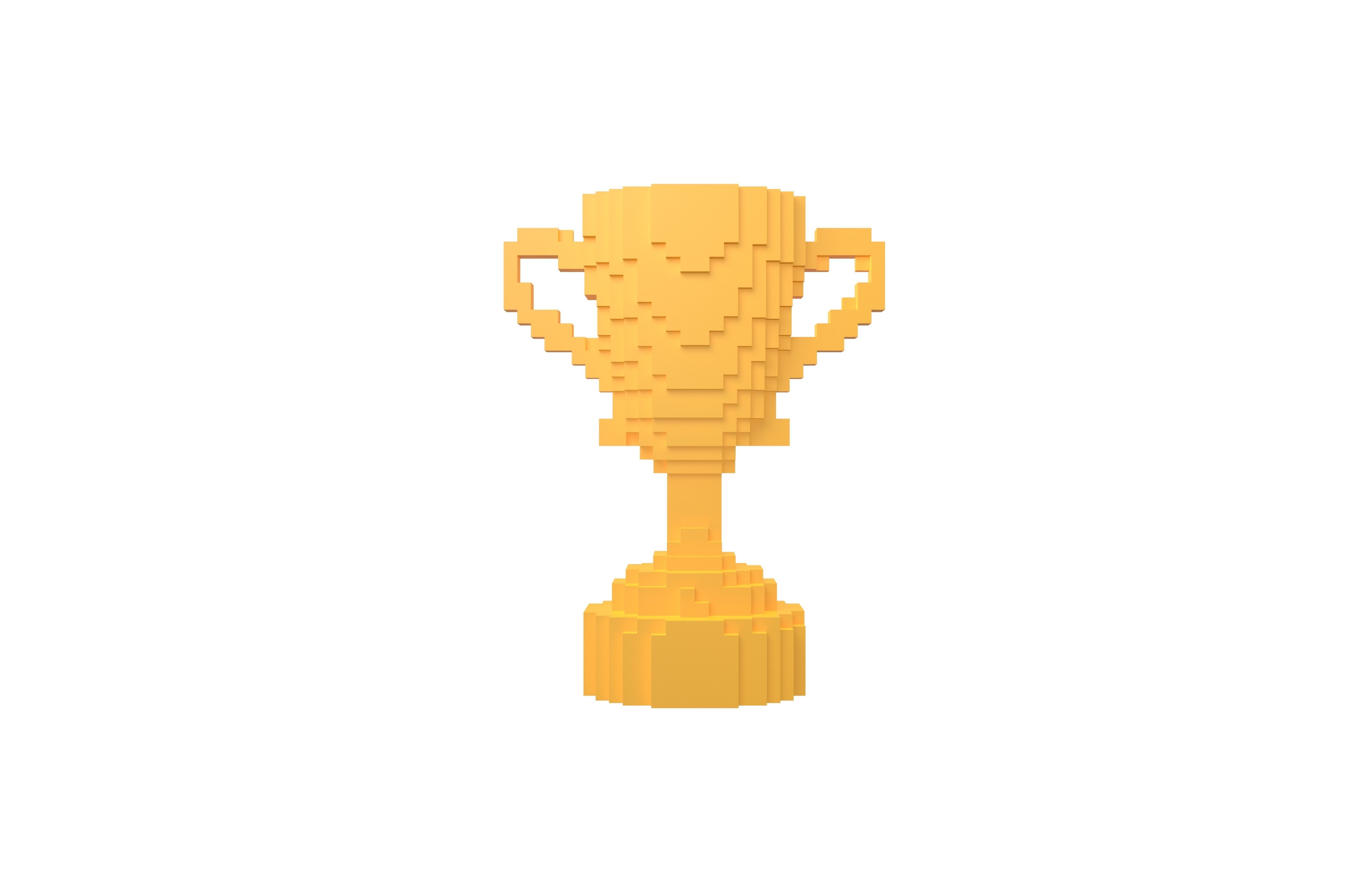 Voxel Trophy v1 002 Low-poly 3D model_1