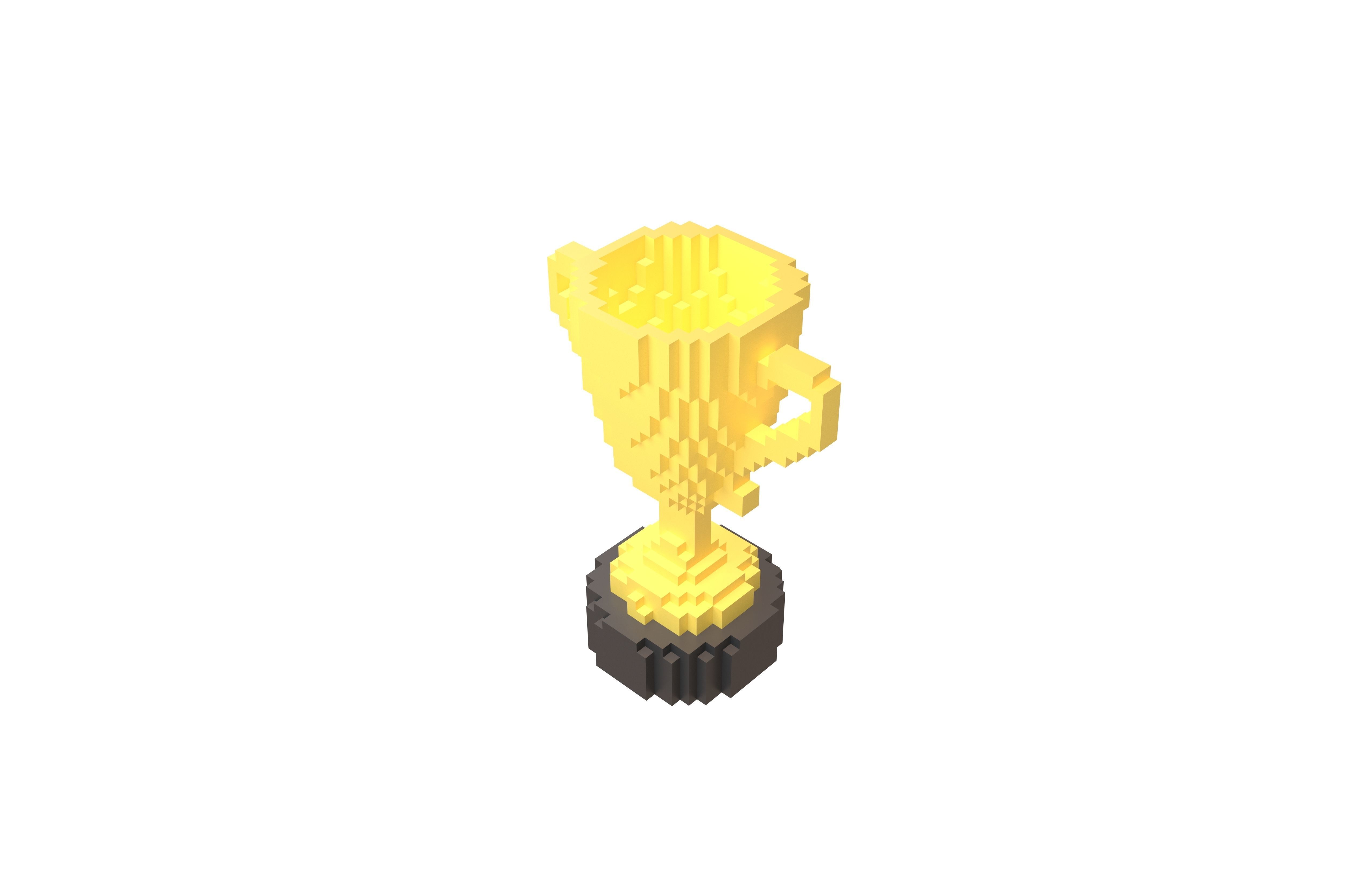 Voxel Trophy v1 003 Low-poly 3D model_2