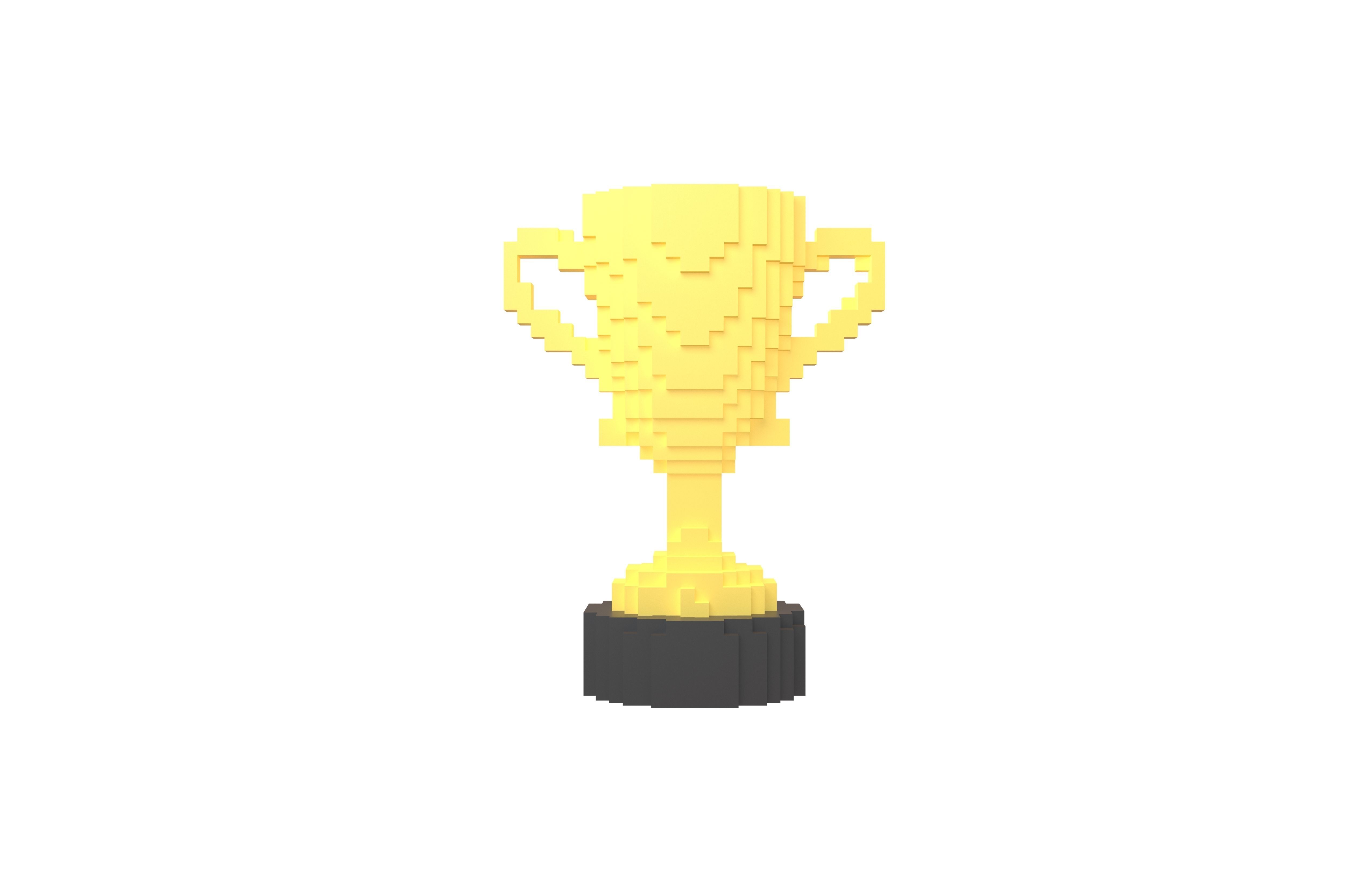 Voxel Trophy v1 003 Low-poly 3D model_1