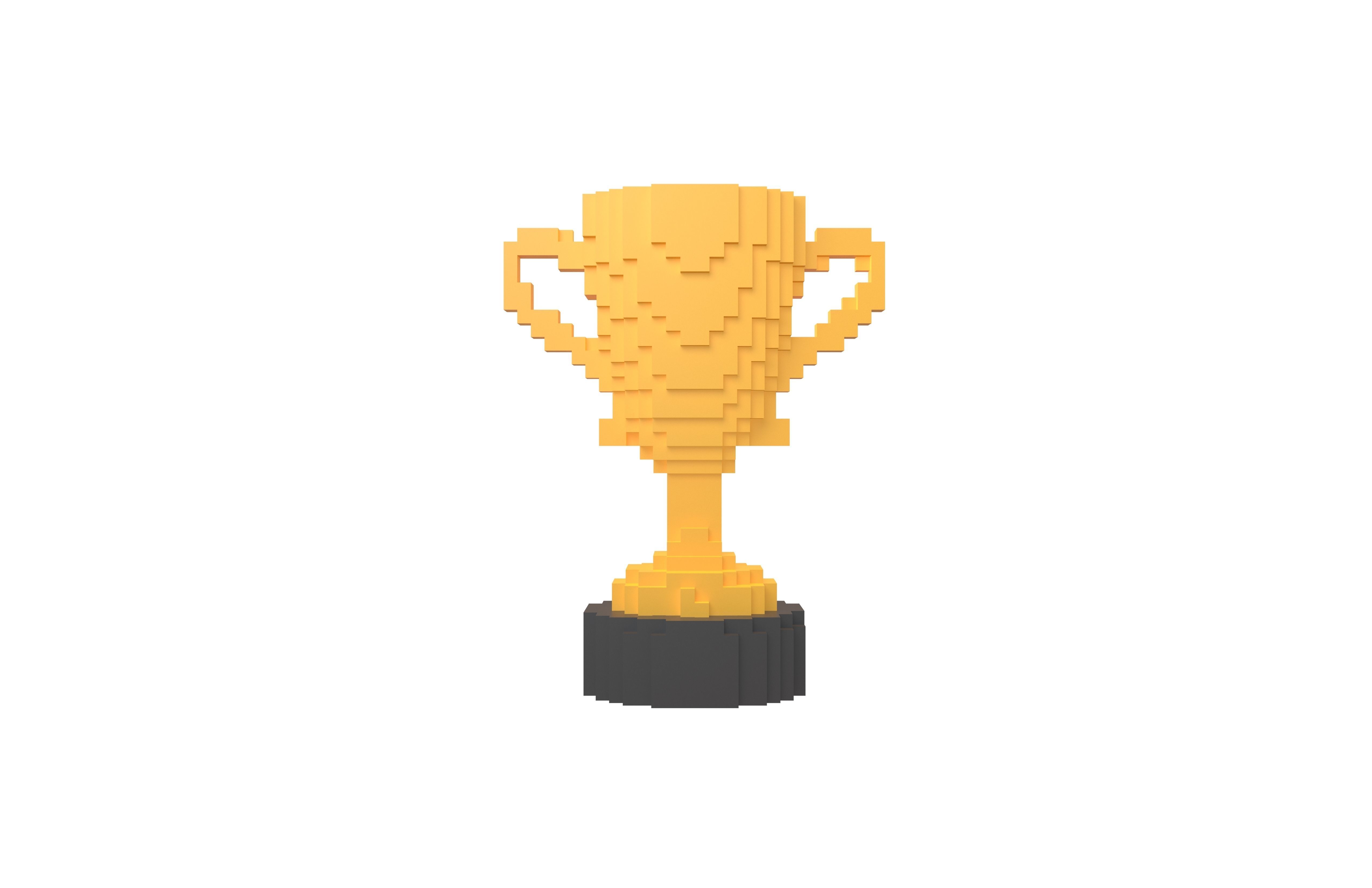 Voxel Trophy v1 004 Low-poly 3D model_1