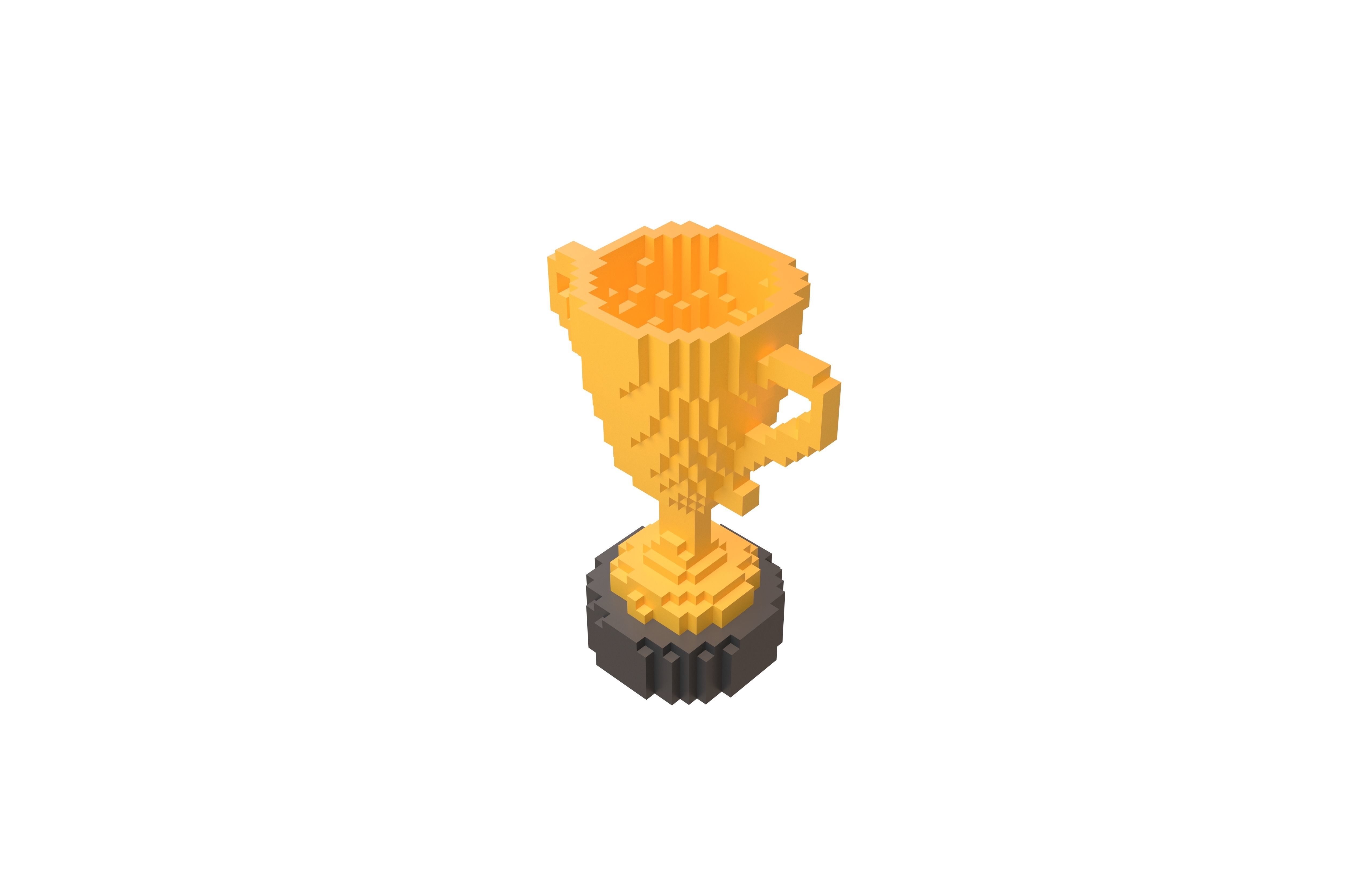 Voxel Trophy v1 004 Low-poly 3D model_2