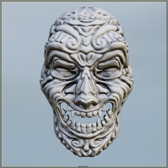 Smiling samurai mask 3D print model_3