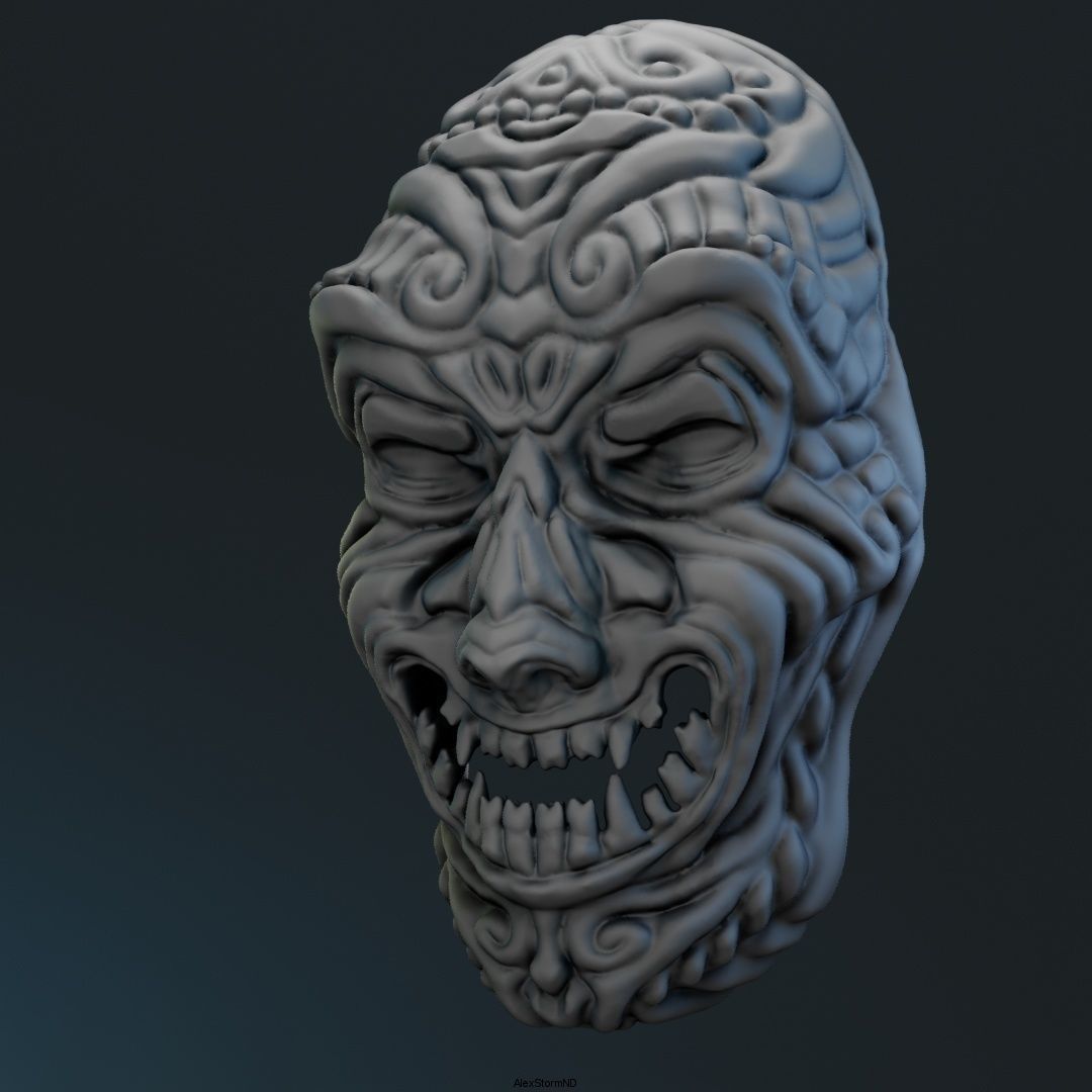 Smiling samurai mask 3D print model_2