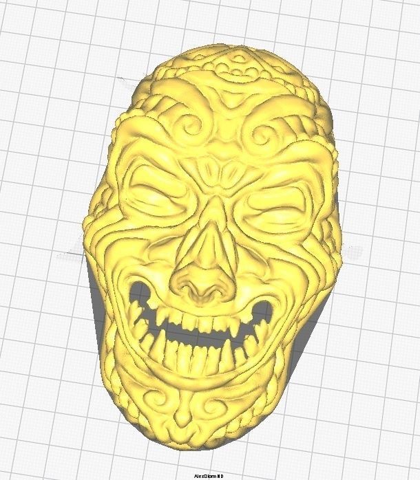 Smiling samurai mask 3D print model_7