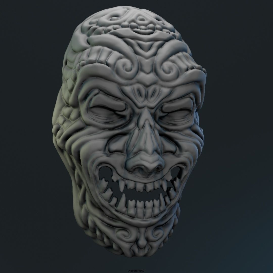 Smiling samurai mask 3D print model_1