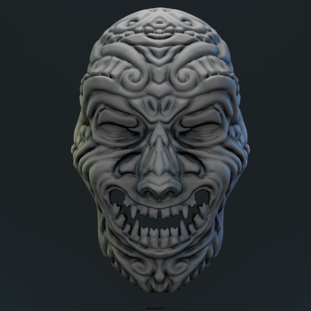Smiling samurai mask 3D print model_0