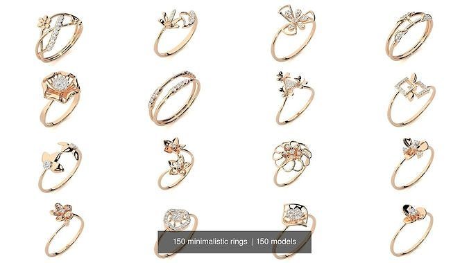 150 minimalistic light wt rings  3D Model Collection