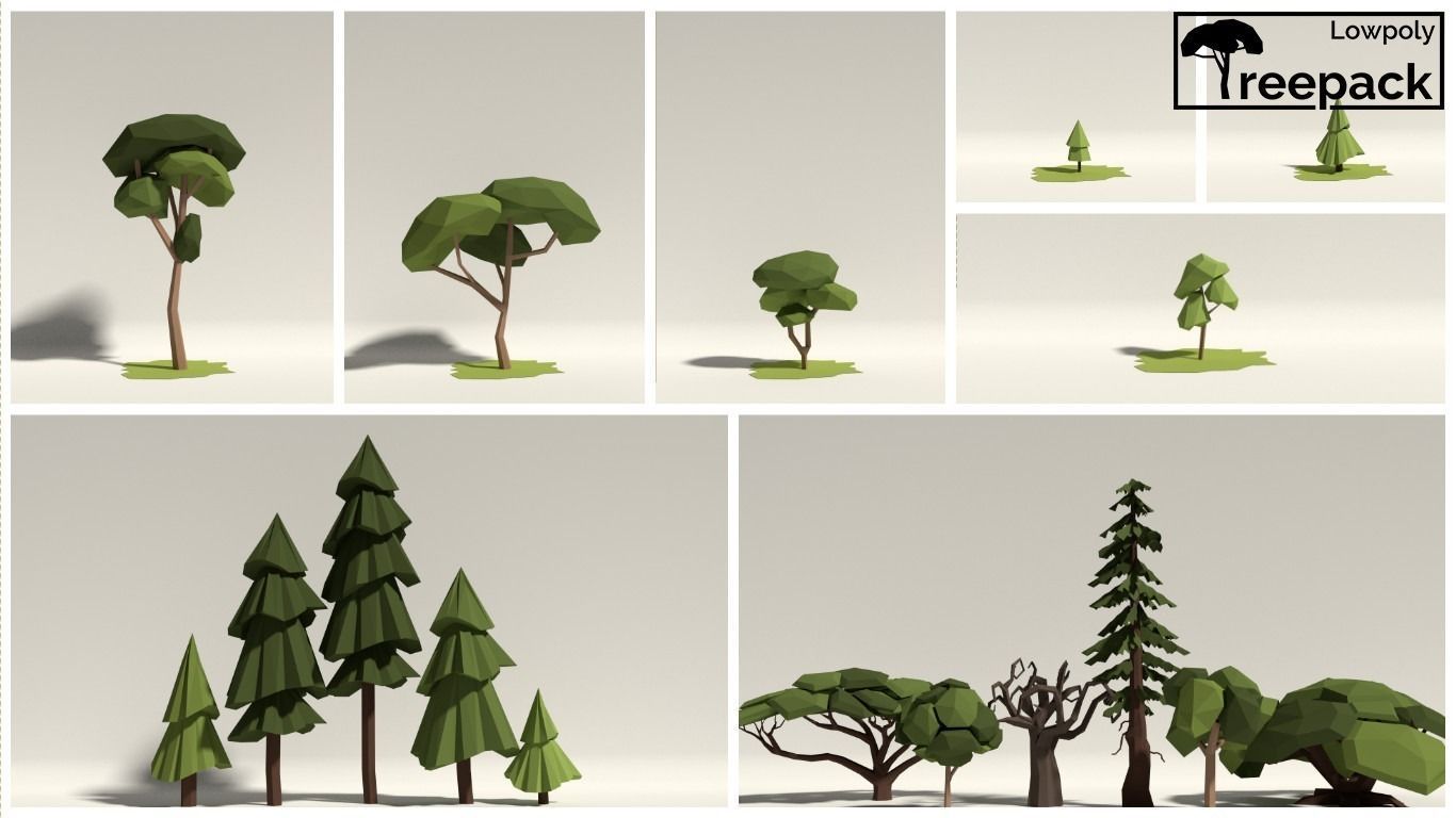 Low Poly Tree Pack Free low-poly 3D model_2