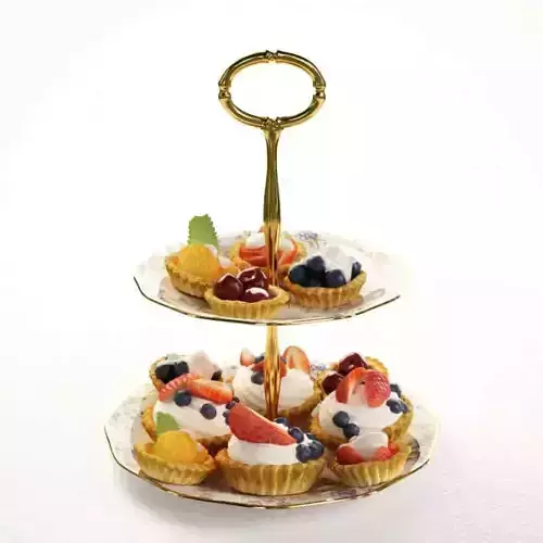 Dish   Antique Porcelain Dish With Little Fruit Cupcakes