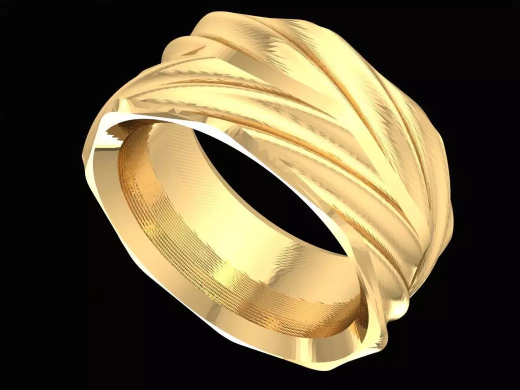 Contemporary Wave Texture Unisex Band Ring 2764 3D print model
