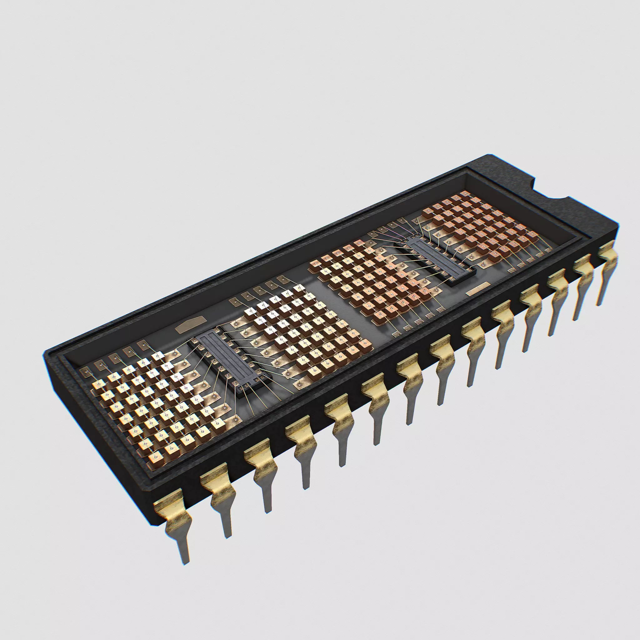 Microchip circuit board with multiple pins 3D model