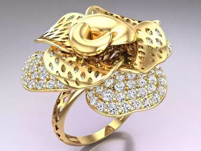  Mesh flower ring - Italian rings - Womens Rings - N6330