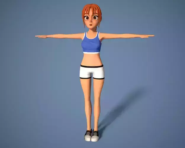 cartoon sport girl Low-poly 3D model