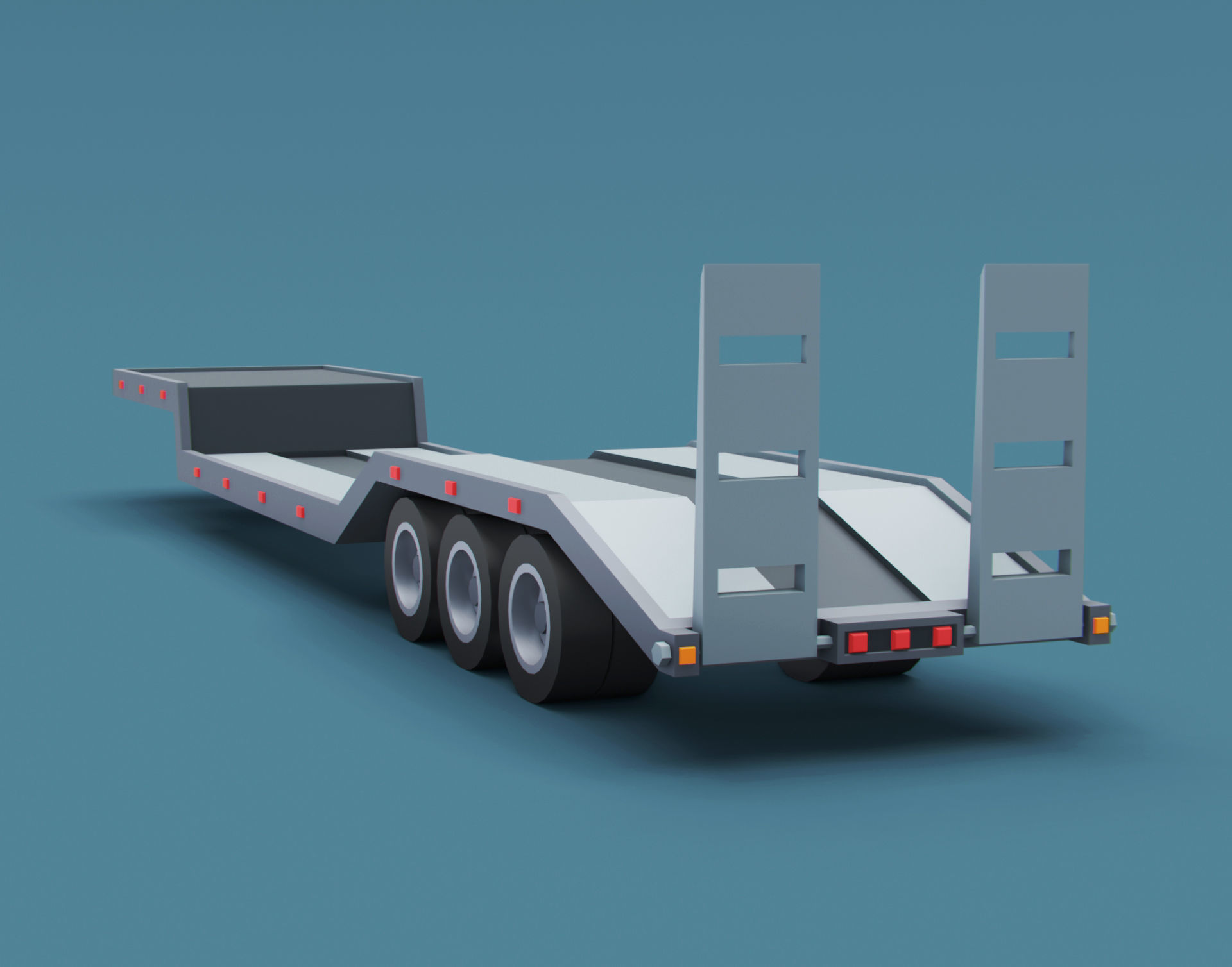 Cartoon stylized 2 semi trucks and 6 types of trailers pack 3D Model Collection_4