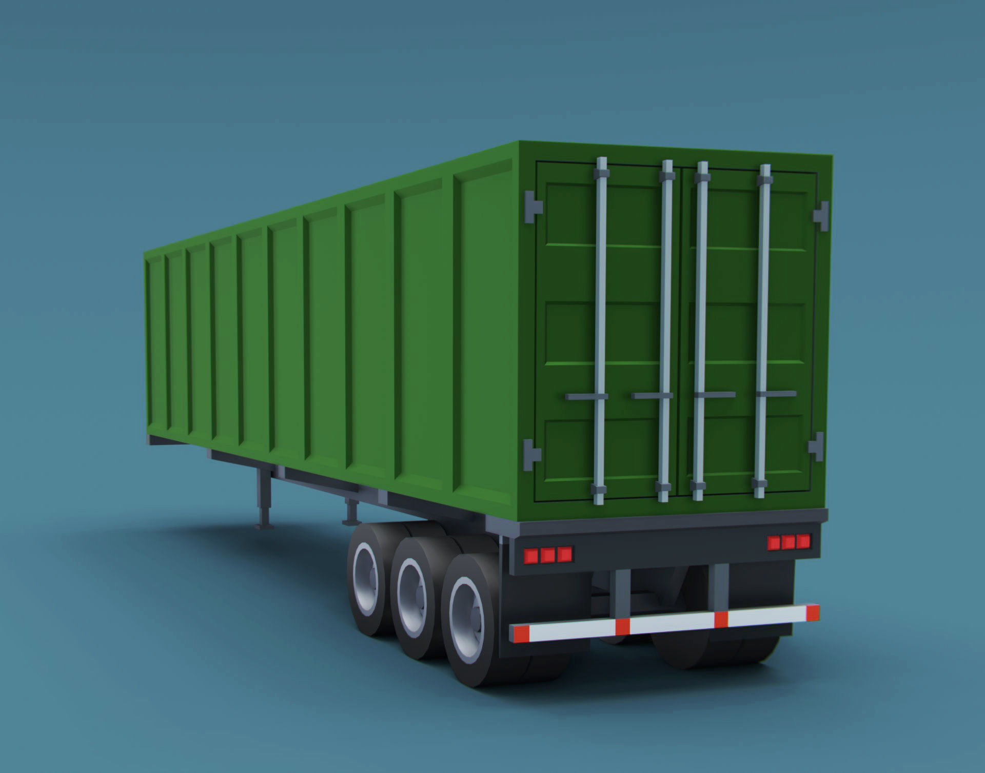 Cartoon stylized 2 semi trucks and 6 types of trailers pack 3D Model Collection_3