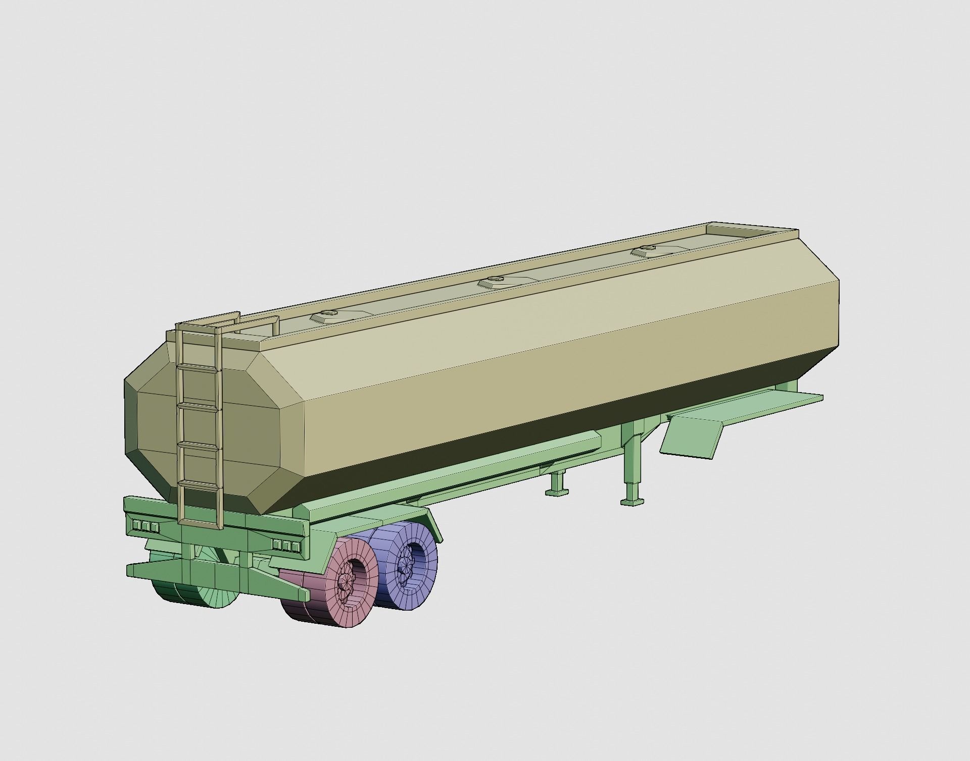 Cartoon stylized 2 semi trucks and 6 types of trailers pack 3D Model Collection_14