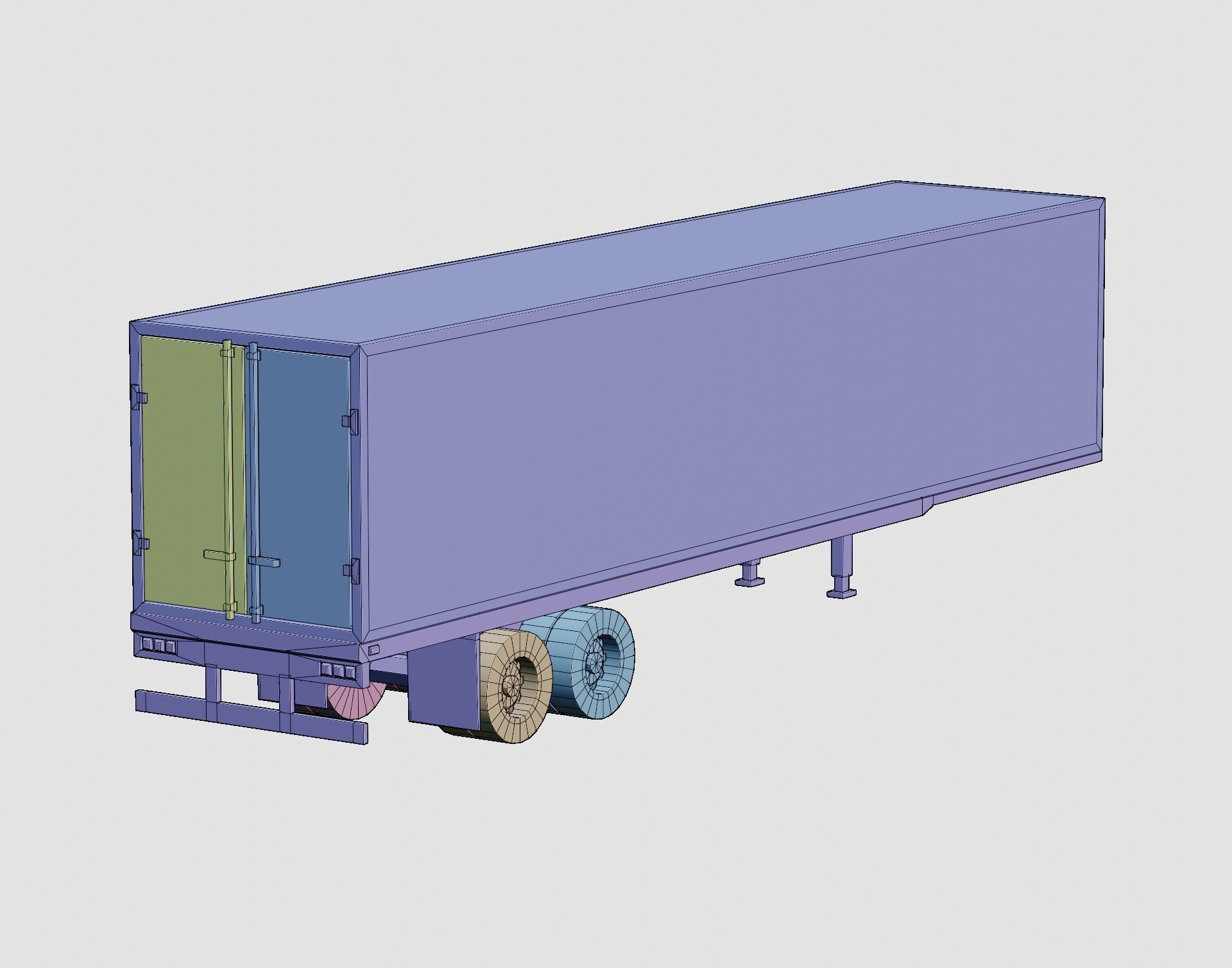 Cartoon stylized 2 semi trucks and 6 types of trailers pack 3D Model Collection_12