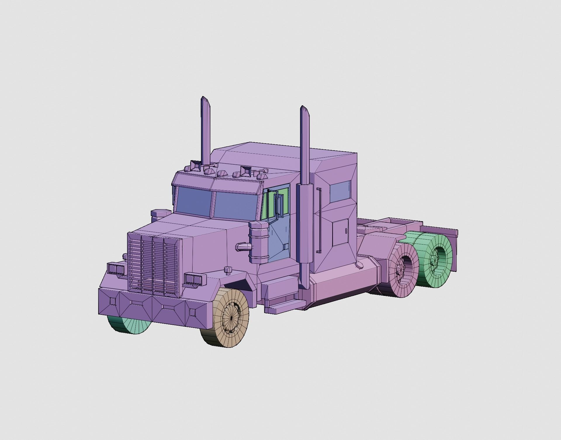 Cartoon stylized 2 semi trucks and 6 types of trailers pack 3D Model Collection_9
