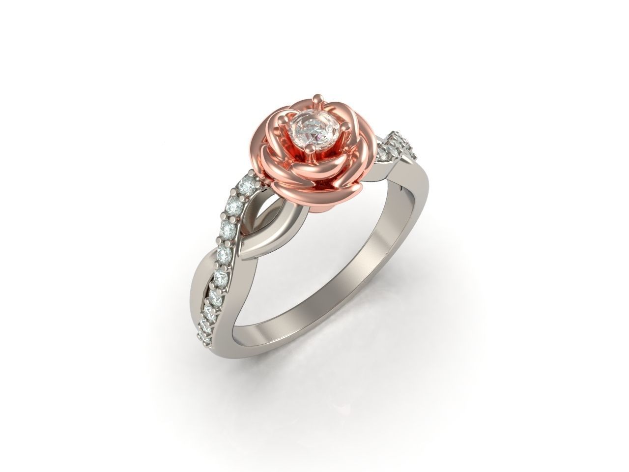 Engagement ring  Rose 3D print model_1