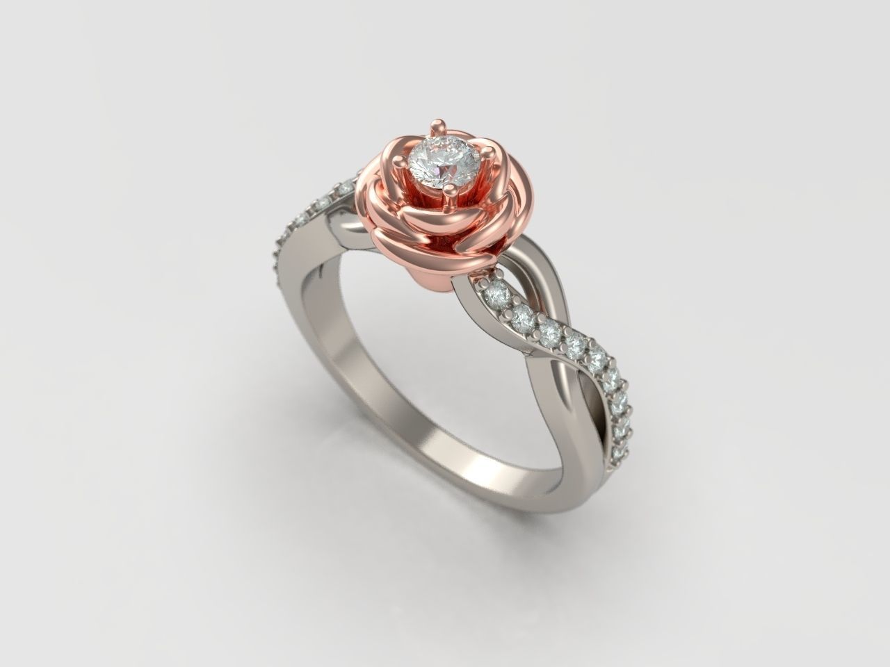 Engagement ring  Rose 3D print model_5