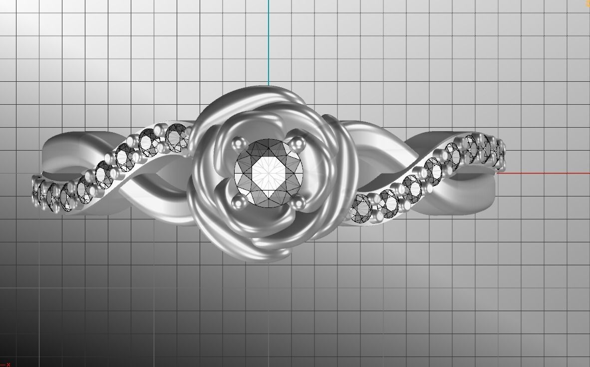 Engagement ring  Rose 3D print model_17