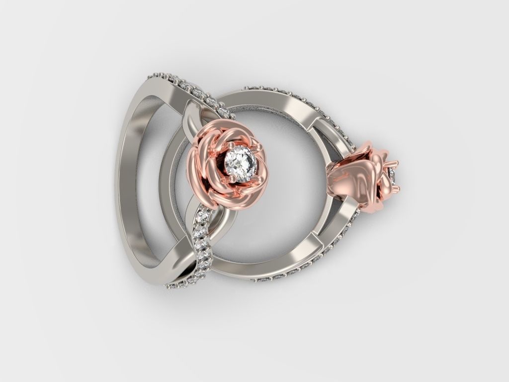 Engagement ring  Rose 3D print model_12